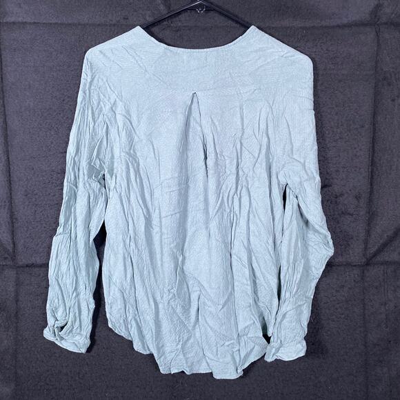 Silence + Noise Women Blouse Sage Green Criss Cross V Neck Long Sleeve Medium - Picture 9 of 11
